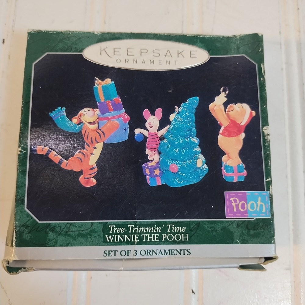 Hallmark Mini Ornament Set Tree-Trimmin' Time 1998 Winnie the Pooh Piglet Tigger
